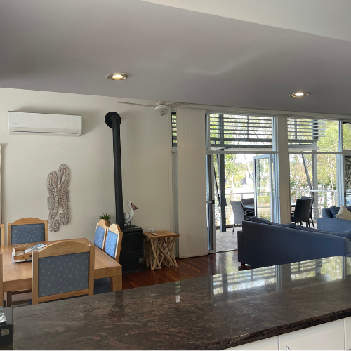 Couran Cove Broadwater Villa BV7 Upstairs Kitchen to Balcony doors View Image