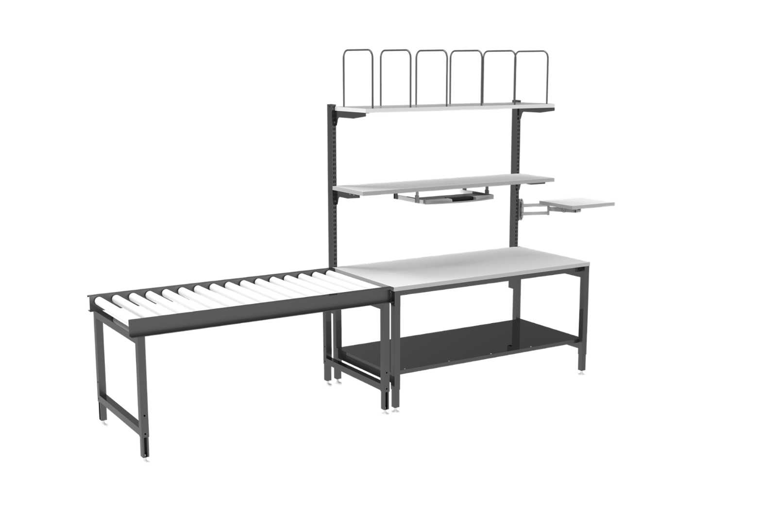 UPS, FEDES, DHL, AMAZON packing bench with conveyour