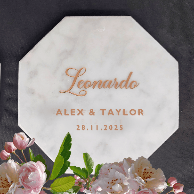 bespoke etched marble wedding coasters bomboniere