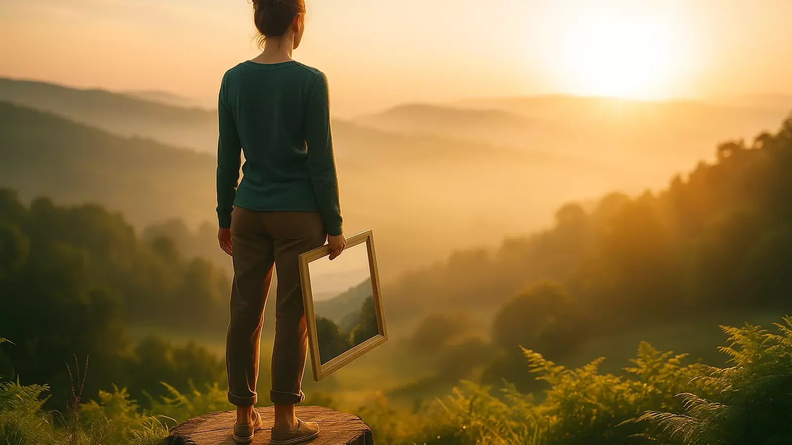 Looking out over sunrise landscape — vision and clarity