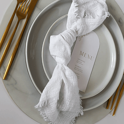 Wild Luxe Collection - White Textured Cloth Napkin Hire