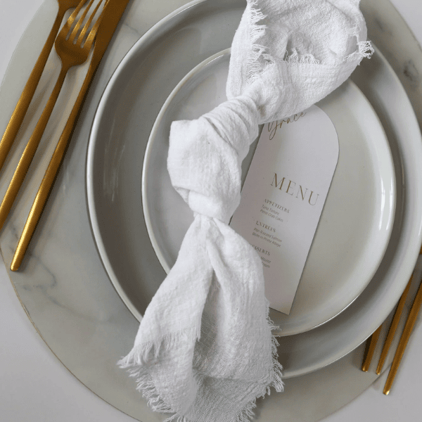 Wild Luxe Collection - White Textured Cloth Napkin Hire Wild Luxe Collection - White Textured Cloth Napkin Hire