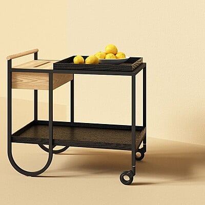 Bertrand Black & Natural Timber Bar Cart Hire