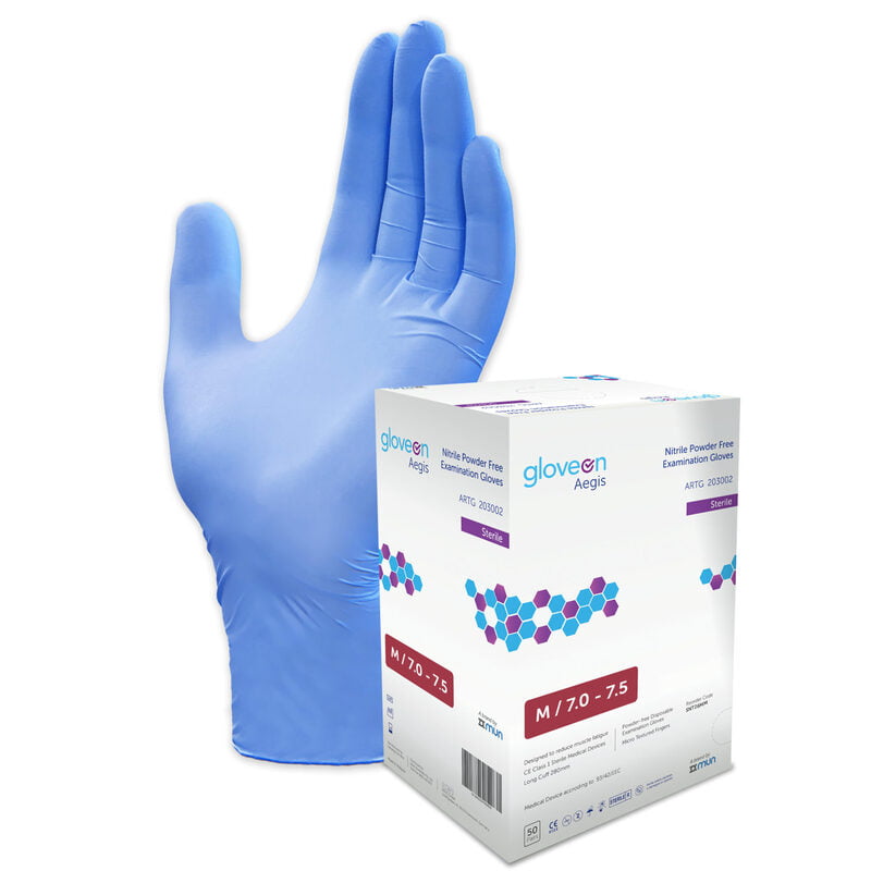GloveOn Aegis Sterile Nitrile Examination Gloves Powder Free Blue GloveOn Aegis Sterile Nitrile Examination Gloves Powder Free Blue