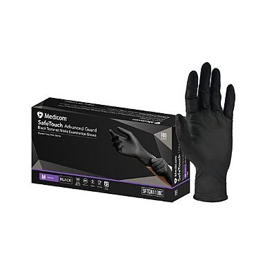Medicom SafeTouch Advanced Guard Nitrile Gloves Black Pack Of 100
