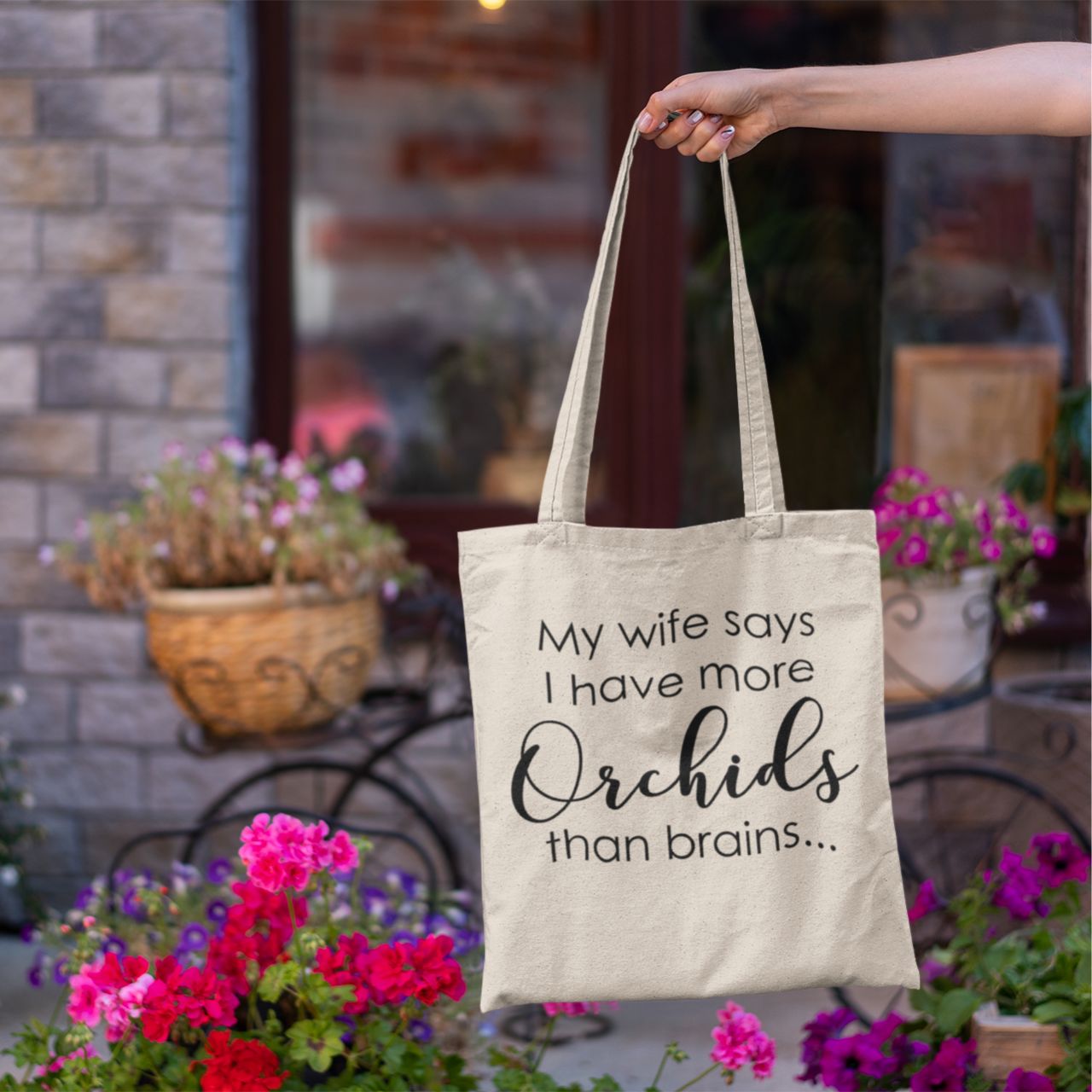 Wife Says More Orchids Than Brains Orchid Medium Tote Bag Wife Says More Orchids Than Brains Orchid Medium Tote Bag