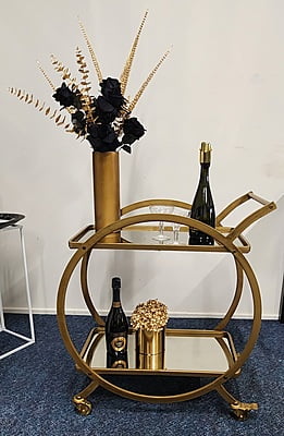 Gold & Glass Bar Trolley Cart Hire Gold & Glass Bar Trolley Cart Hire