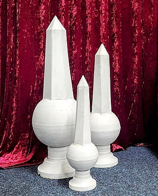 White Provincial Style Painted Obelisk Sculpture - small