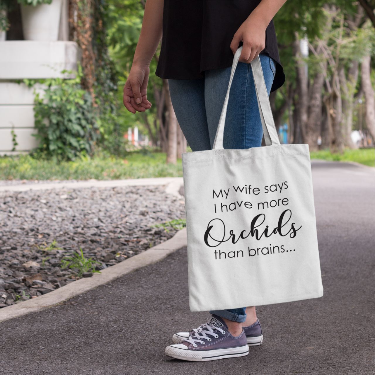 Wife Says More Orchids Than Brains Orchid Medium Tote Bag Wife Says More Orchids Than Brains Orchid Medium Tote Bag