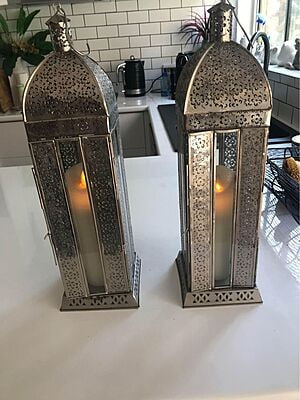 Arabia Silver Finish Square Metal Lantern - Hire