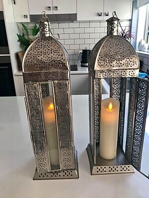 Arabia Silver Finish Square Metal Lantern - Hire