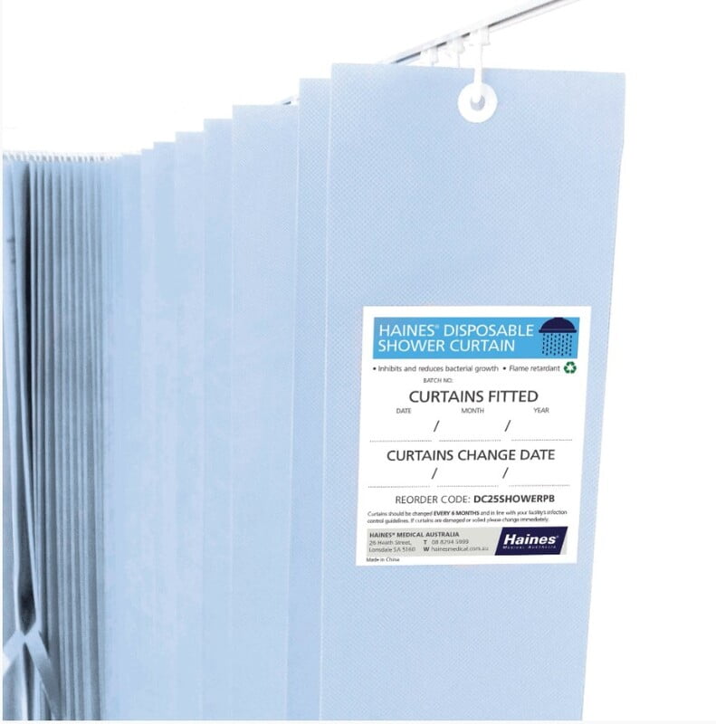 Haines Antimicrobial Disposable Shower Curtain 2.5x2.0m Blue Pack of 15