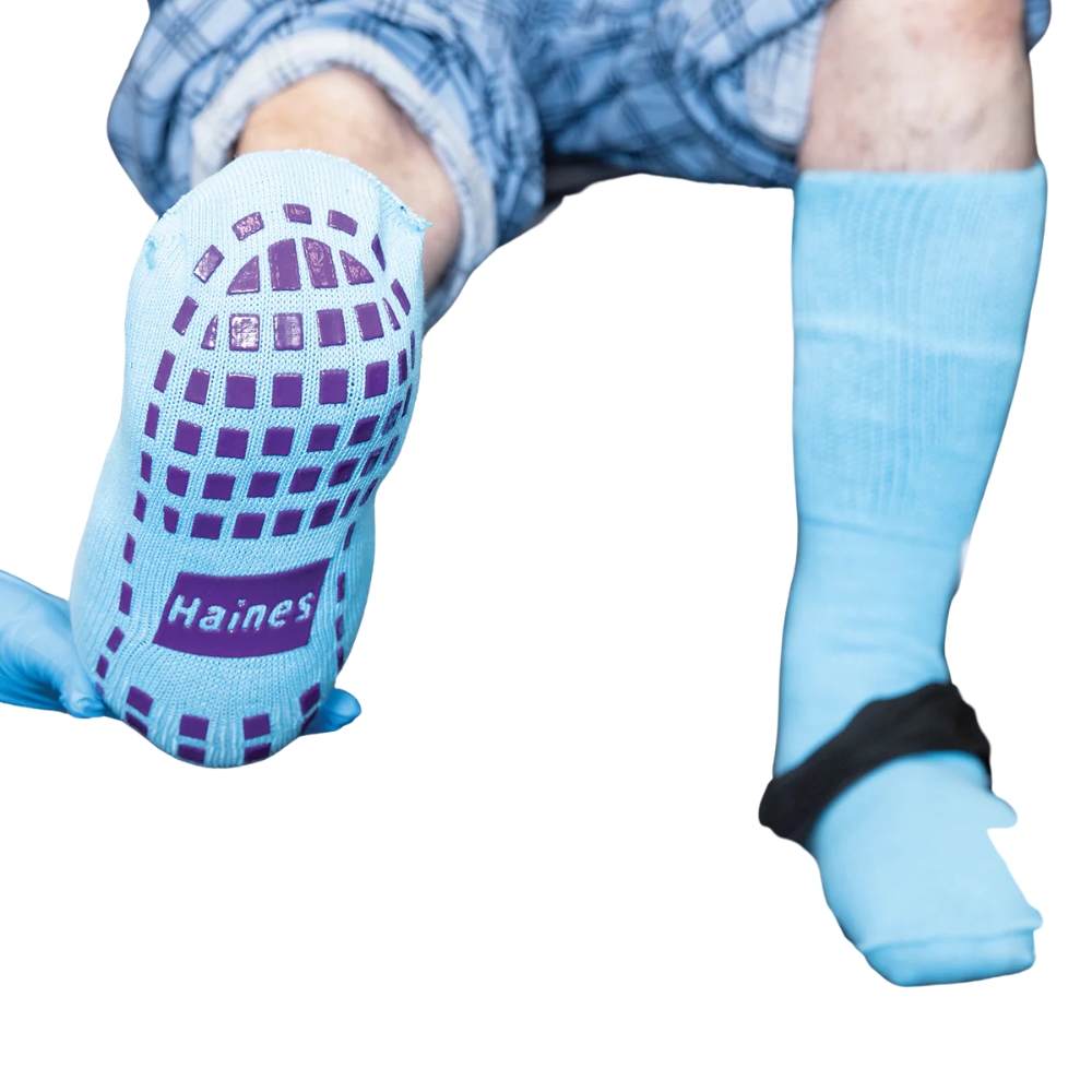 Haines SallySock Non-Slip Patient Socks Bariatric Purple Grips Pack of 5 Pairs