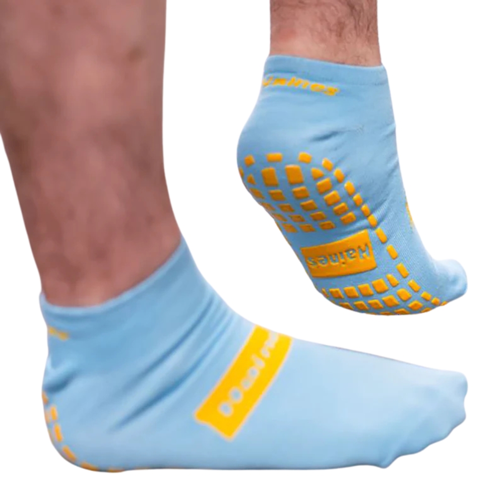 Haines SallySock Non-Slip Patient Socks Large Yellow Grips Carton of 100 Pairs