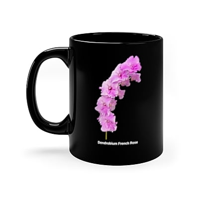 Den. French Rose Orchid Black Coffee Mug