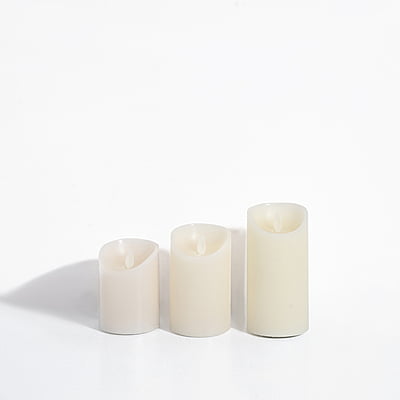 Set of 3 Premium Wax LED Pillar Candles - Hire