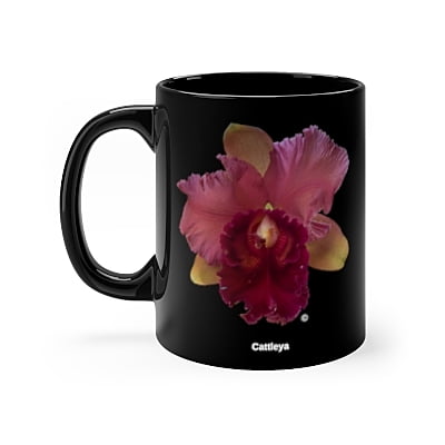 Cattleya Orchid Black Coffee Mug