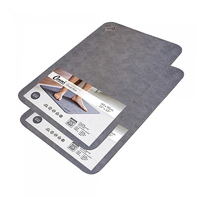 Conni Anti Slip Absorbent Floor Mat - Classic - Grey - 2 PACK