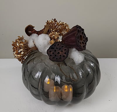 Vintage Smokey Black 18cm Pumpkin Vase / Bowl - Hire Vintage Smokey Black 18cm Pumpkin Vase / Bowl - Hire