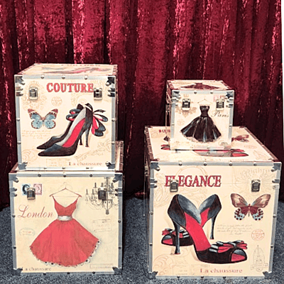 Burlesque Boudoir Elegant Travel Box Hire - Small Burlesque Boudoir Elegant Travel Box Hire - Small