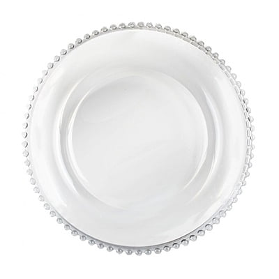 Clear Beaded Glass Charger Plate - Hire