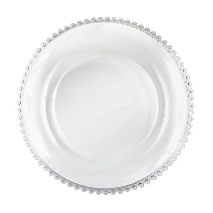 Clear Beaded Glass Charger Plate - Hire Clear Beaded Glass Charger Plate - Hire