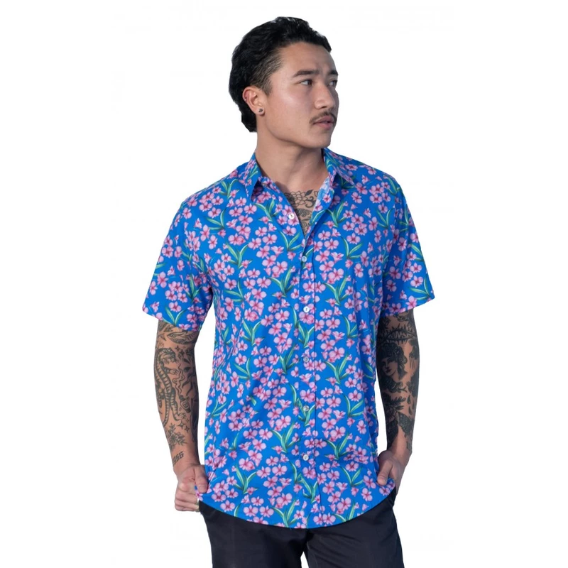 Cooktown Orchid Blue Shirt - Ozzie Mens Short Sleeve Shirt Cooktown Orchid Blue Shirt - Ozzie Mens Short Sleeve Shirt
