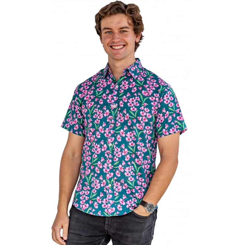 Cooktown Orchid Green Shirt - Ozzie Mens Short Sleeve Shirt Cooktown Orchid Green Shirt - Ozzie Mens Short Sleeve Shirt