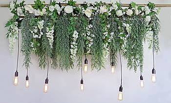 Hanging Wisteria & Lush Foliage Garland with Festoon Lights