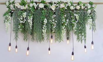 Hanging Wisteria & Lush Foliage Garland with Festoon Lights