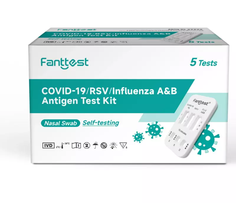 5Pack Fanttest COVID-19/RSV/FLU A&B Antigen Combo Rapid Test Kit (4 in 1)