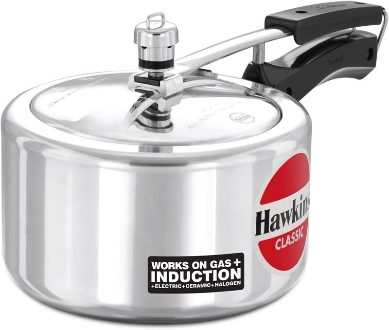 Hawkins Classic Aluminum Pressure Cooker 3 Litres - Silver - Induction Compatible - ICL3W