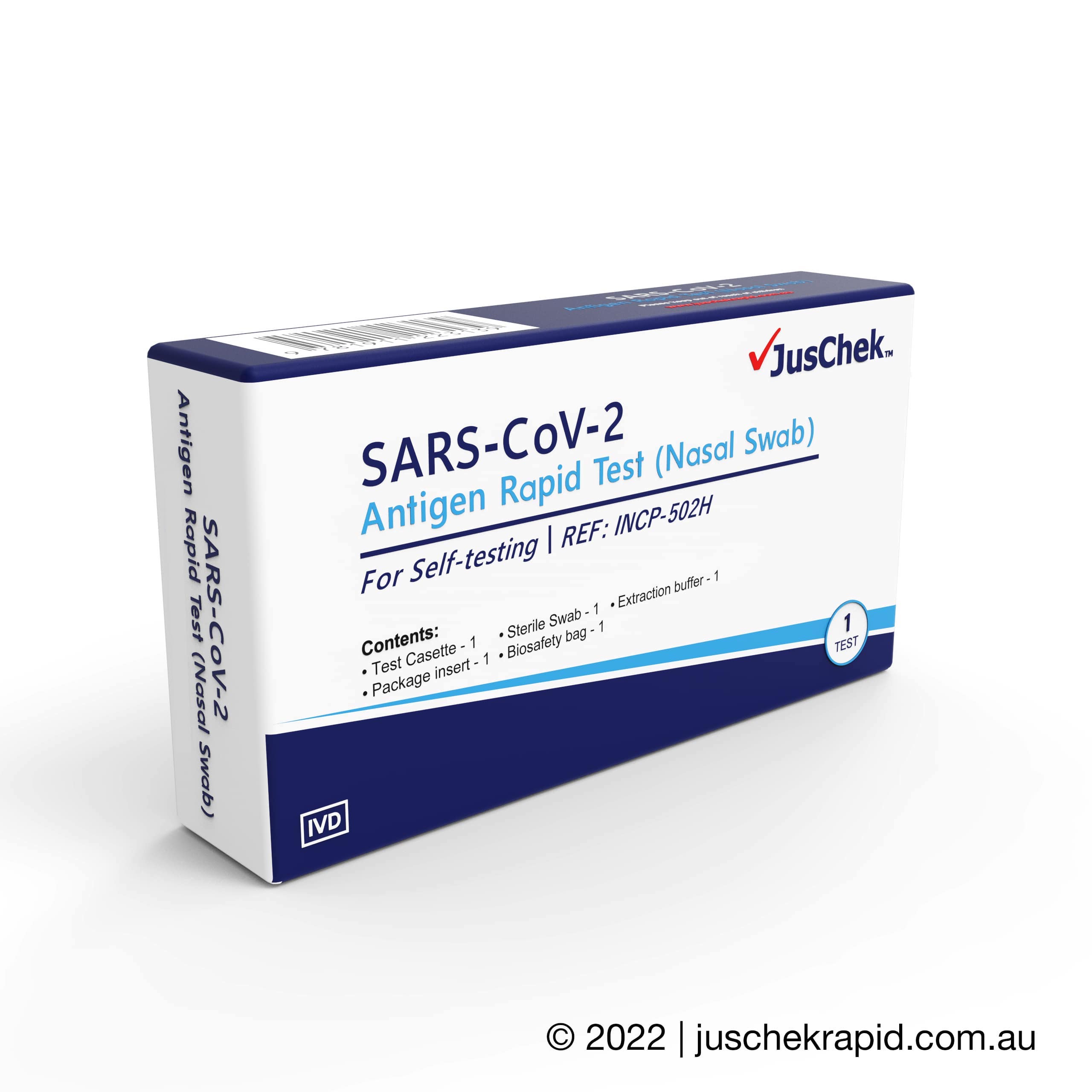 JusChek COVID-19 Rapid Antigen Test RATs (Nasal Swab) – 1 Pack