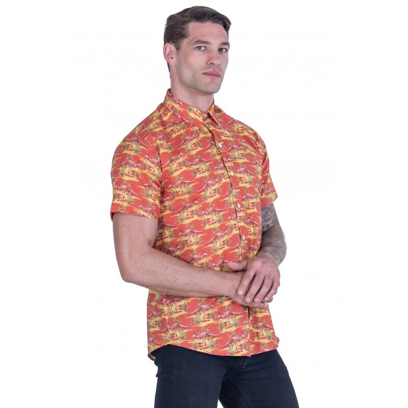 Kangaroo Red Shirt - Ozzie Mens Short Sleeve Shirt Kangaroo Red Shirt - Ozzie Mens Short Sleeve Shirt