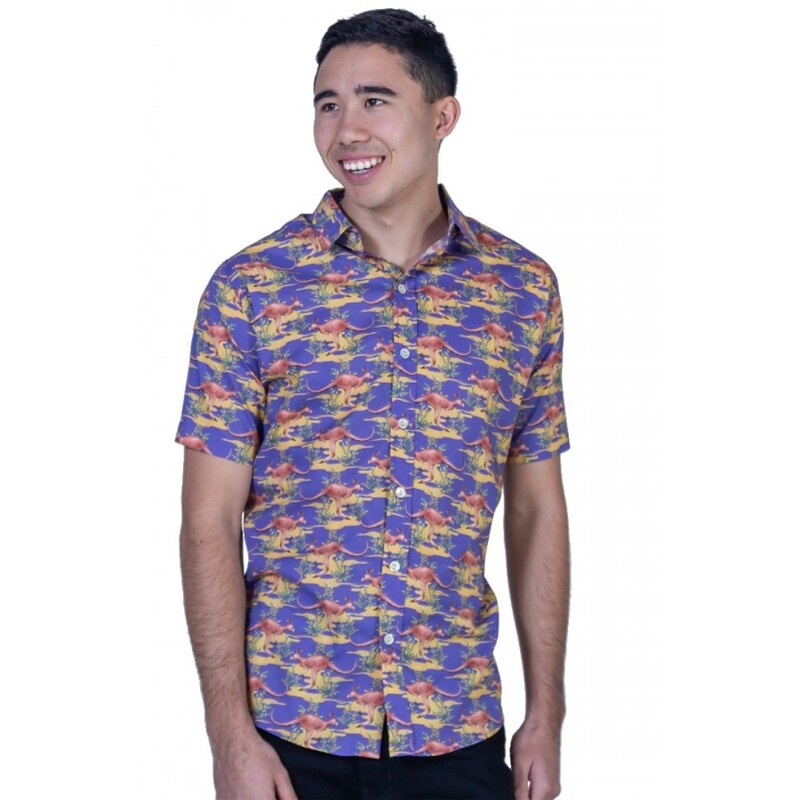 Kangaroo Ultraviolet Shirt - Ozzie Mens Short Sleeve Shirt Kangaroo Ultraviolet Shirt - Ozzie Mens Short Sleeve Shirt
