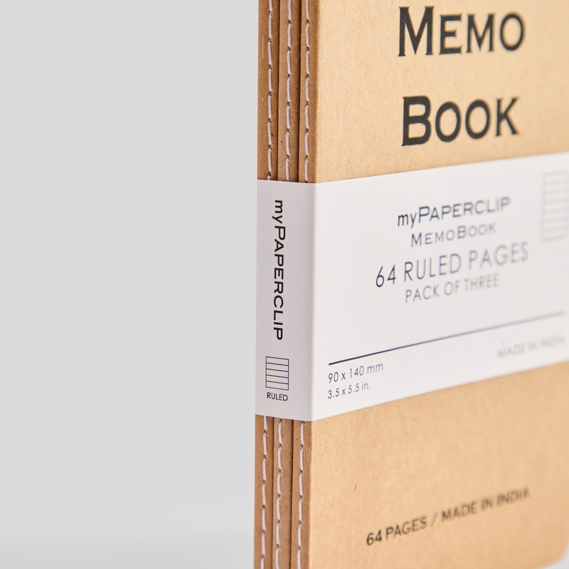 myPAPERCLIP Memo Book Centre Thread Notebook A6 (Pack of 3)