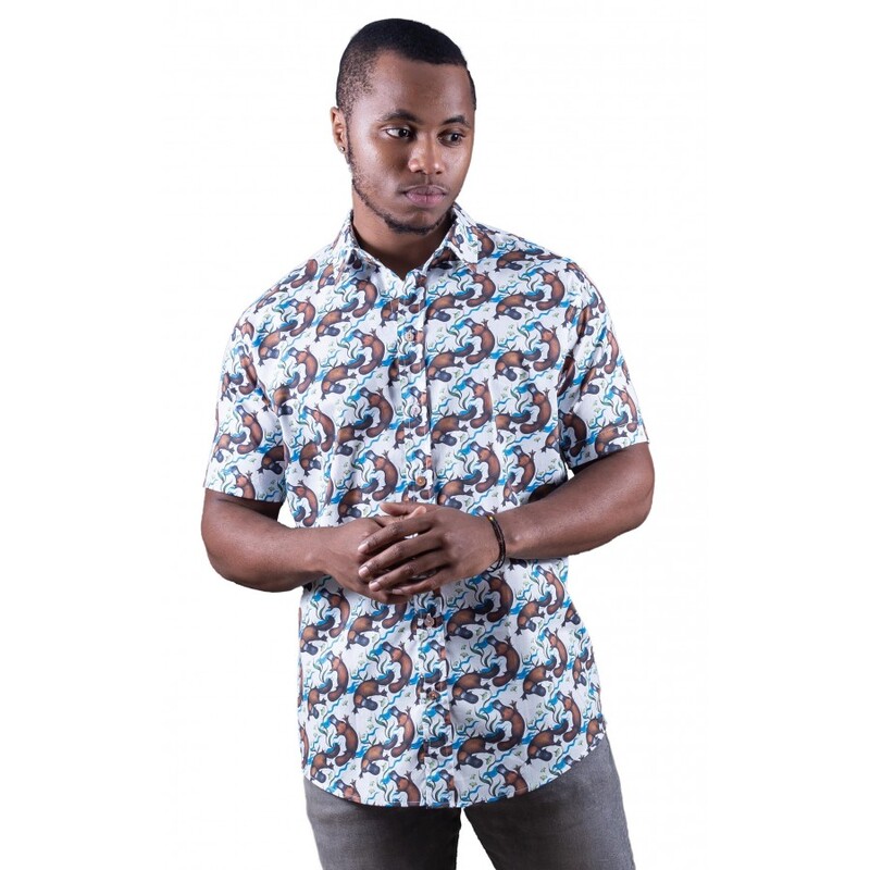 Platypus White Shirt - Ozzie Mens Short Sleeve Shirt Platypus White Shirt - Ozzie Mens Short Sleeve Shirt