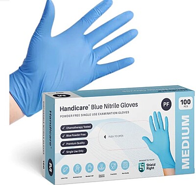 Handicare Blue Nitrile Powder Free - Medium Pkt/100 Ctn/10