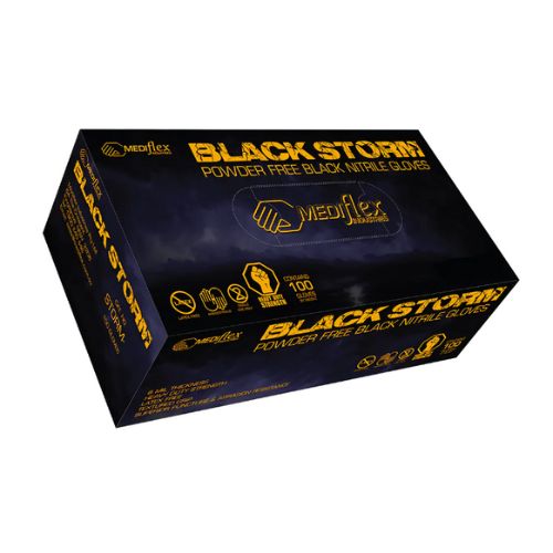 Mediflex Black Storm Nitrile Disposable Powder Free Gloves Pack Of 100 Mediflex Black Storm Nitrile Disposable Powder Free Gloves Pack Of 100