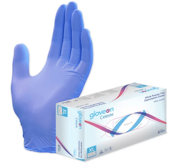 GloveOn Celeste Powder Free Nitrile Exam Gloves XL 180/box