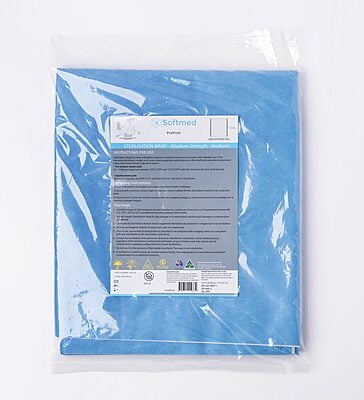 Softmed Sterilisation Wrap Medium Weight 63gsm Double Layer Blue/White Softmed Sterilisation Wrap Medium Weight 63gsm Double Layer Blue/White