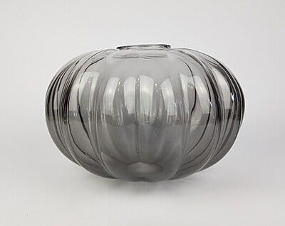 Vintage Smokey Black 18cm Pumpkin Vase / Bowl - Hire Vintage Smokey Black 18cm Pumpkin Vase / Bowl - Hire