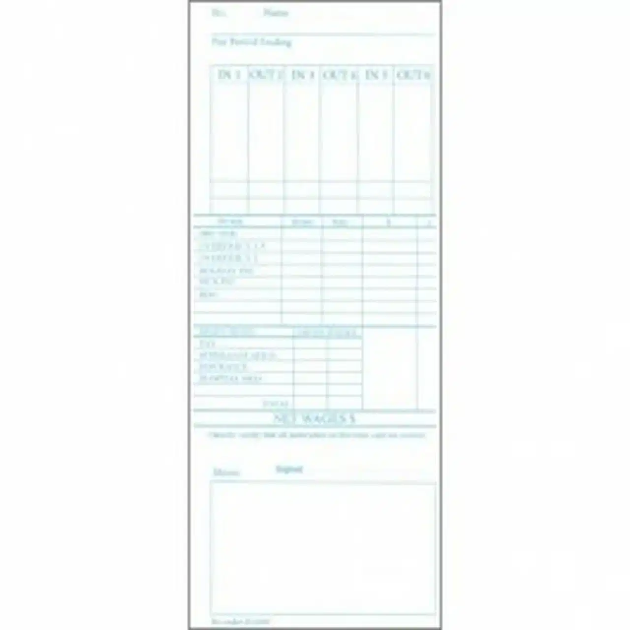 TLM Z120A Weekly Time Card TLM Z120A Weekly Time Card