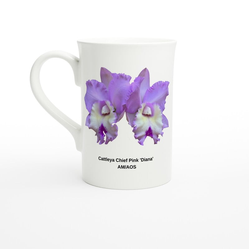 Cattleya Chief Pink 'Diana' Orchid Porcelain Mug Cattleya Chief Pink 'Diana' Orchid Porcelain Mug