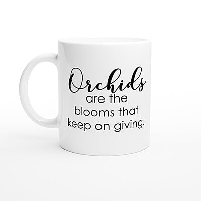 Keep On Giving Orchid Black Coffee Mug