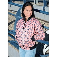 Magpie Coral Pink Jacket - Australian Bird Print Fabric - Cotton Bomber Jacket