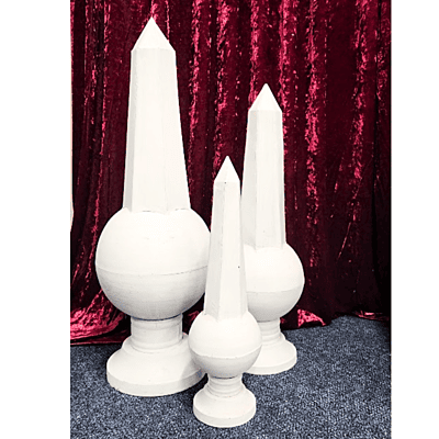White Provincial Style Painted Obelisk Sculpture - medium