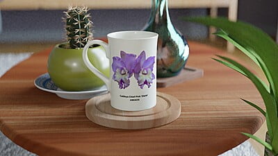 Cattleya Chief Pink 'Diana' Orchid Porcelain Mug Cattleya Chief Pink 'Diana' Orchid Porcelain Mug
