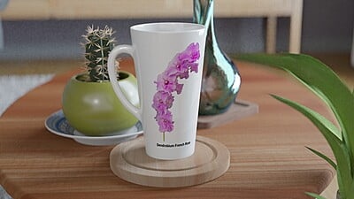 Den. French Rose Orchid Latte Mug Den. French Rose Orchid Latte Mug