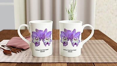 Cattleya Chief Pink 'Diana' Orchid Porcelain Mug Cattleya Chief Pink 'Diana' Orchid Porcelain Mug